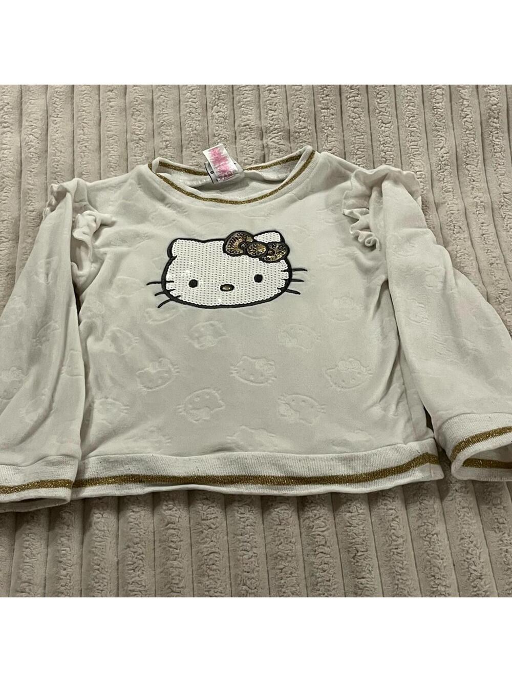 Hello Kitty White and Gold Kids Top Girls Size 5/6